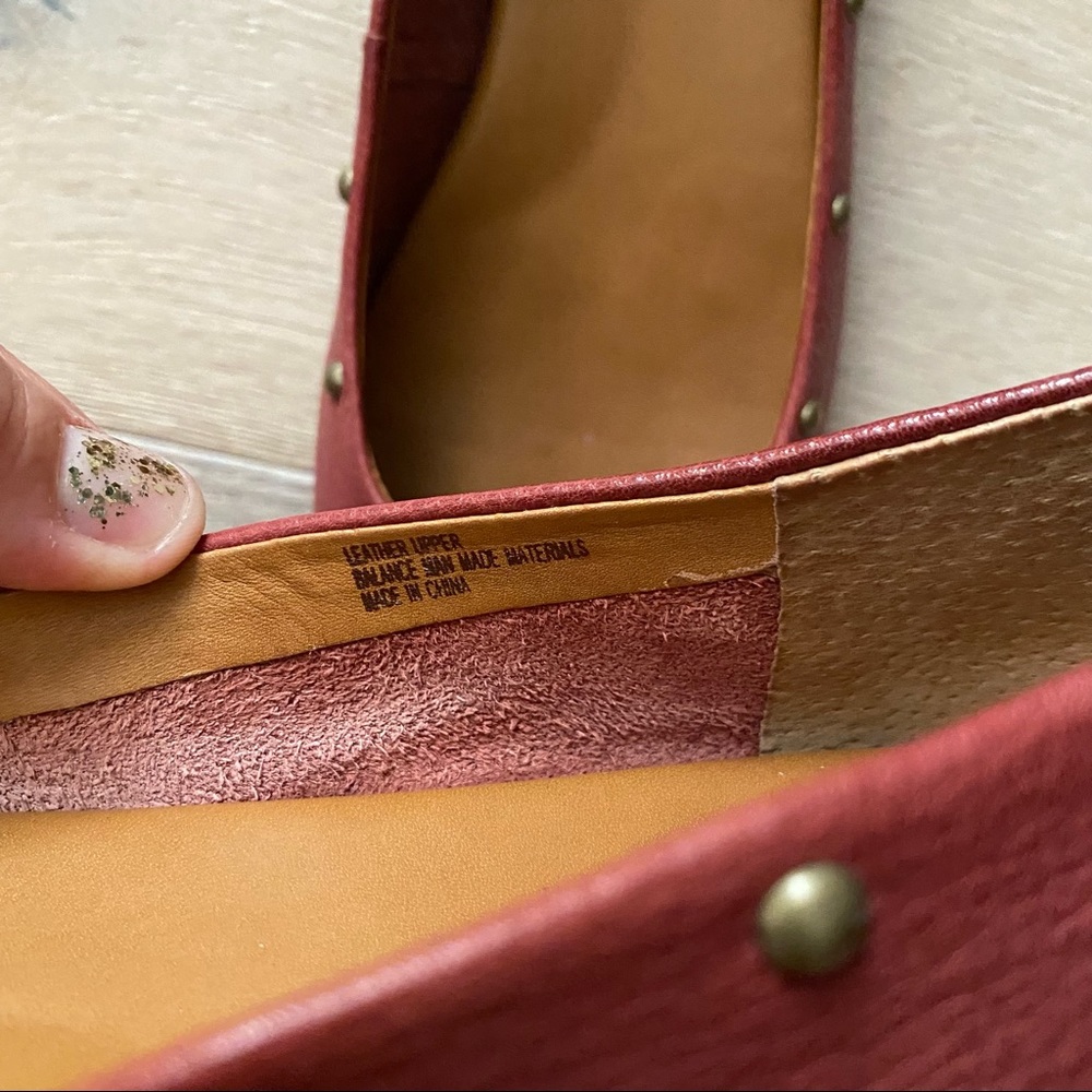 Kork Ease Burgundy Red Studded Leather Ballet Flat Gem